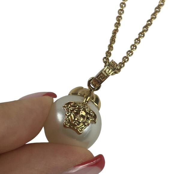 Versace Mothet of Pearl Gold Medusa Necklace - Picture 10 of 10